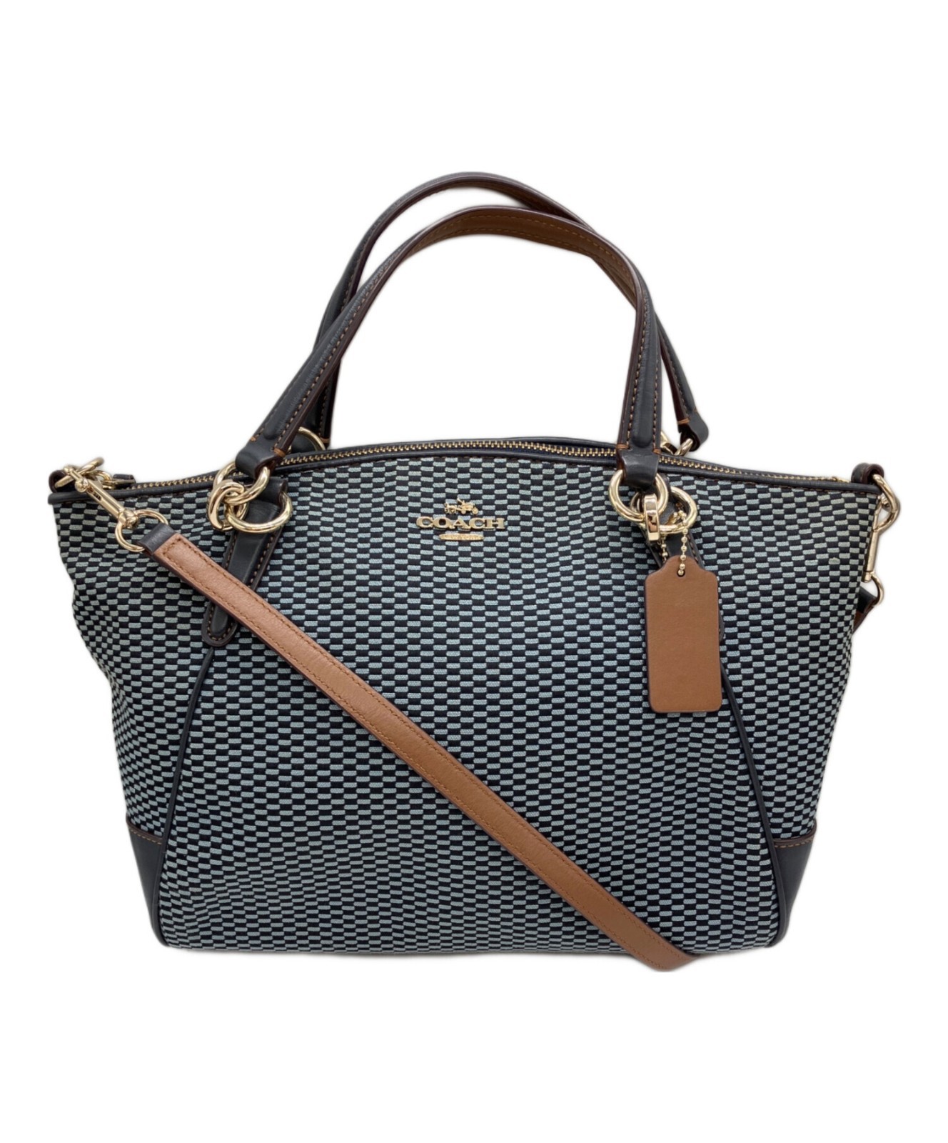 Coach Exploded Canvas Satchel Blue 2-Way Crossbody Shoulder Bag F57244