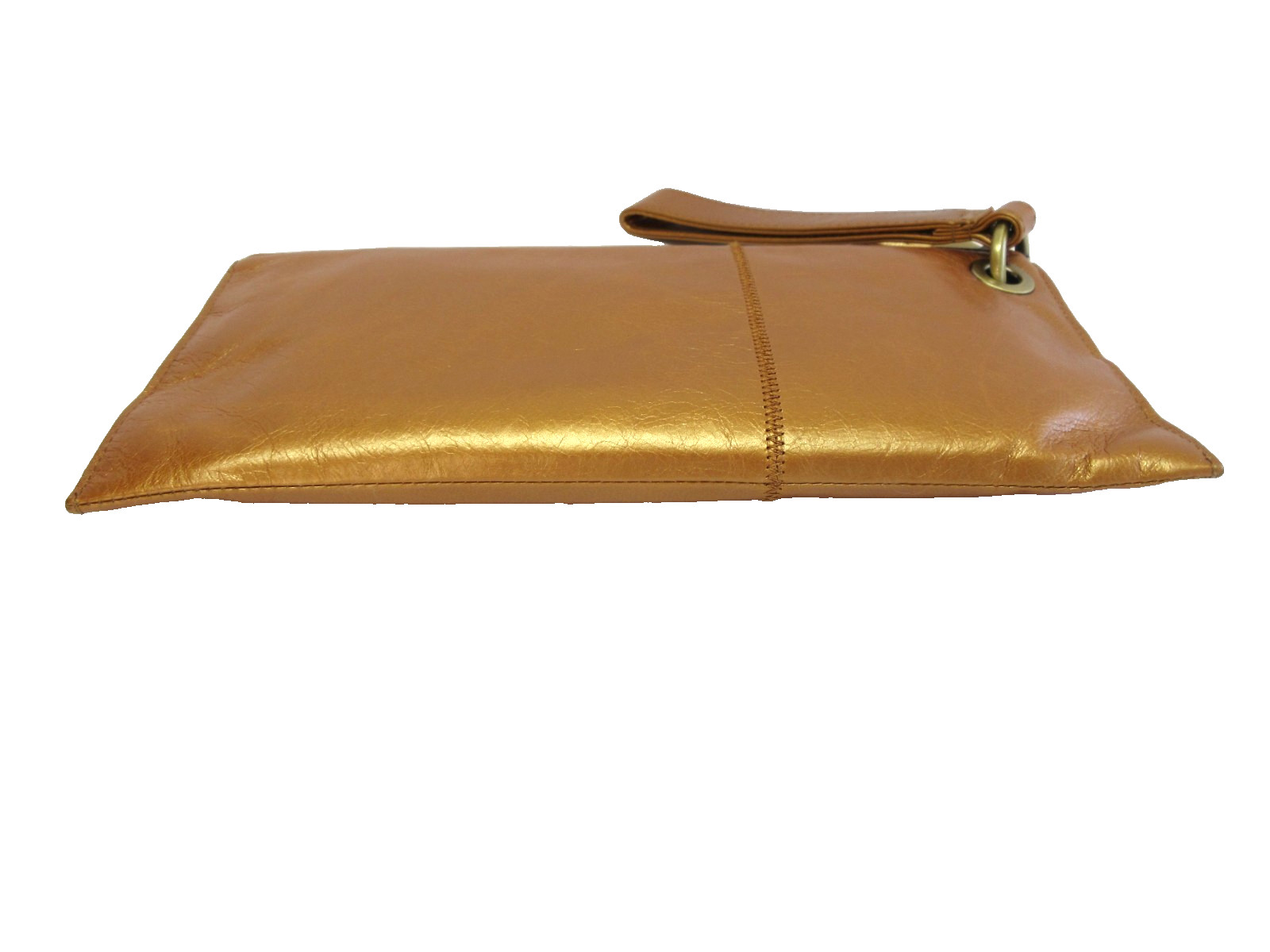 HOBO (International) Vida Wristlet Clutch Bronze Polished Leather Antiqued Brass