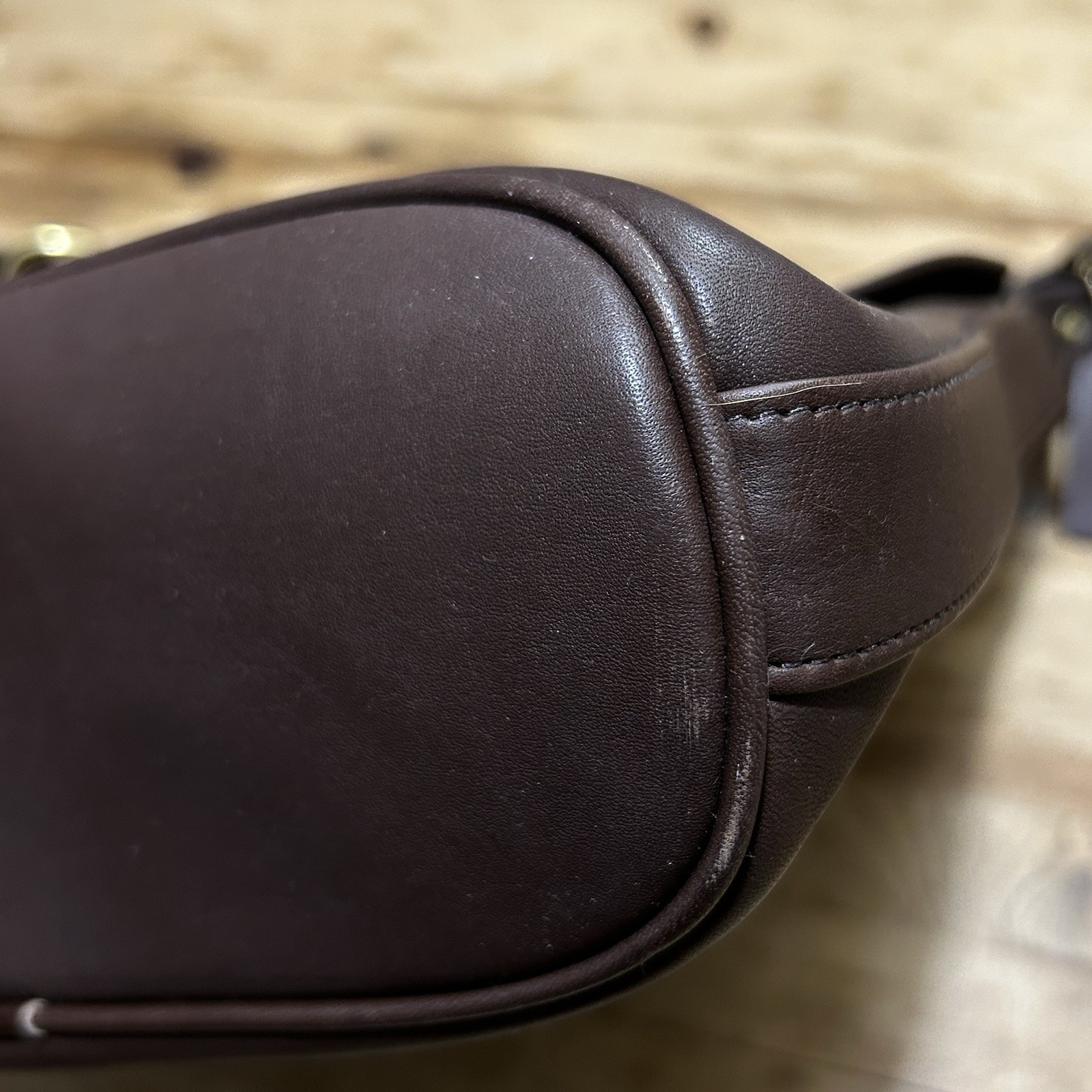 Vintage 90s Coach Whitney 4115 Large Flap Mahogany Brown Leather USA Key Fob