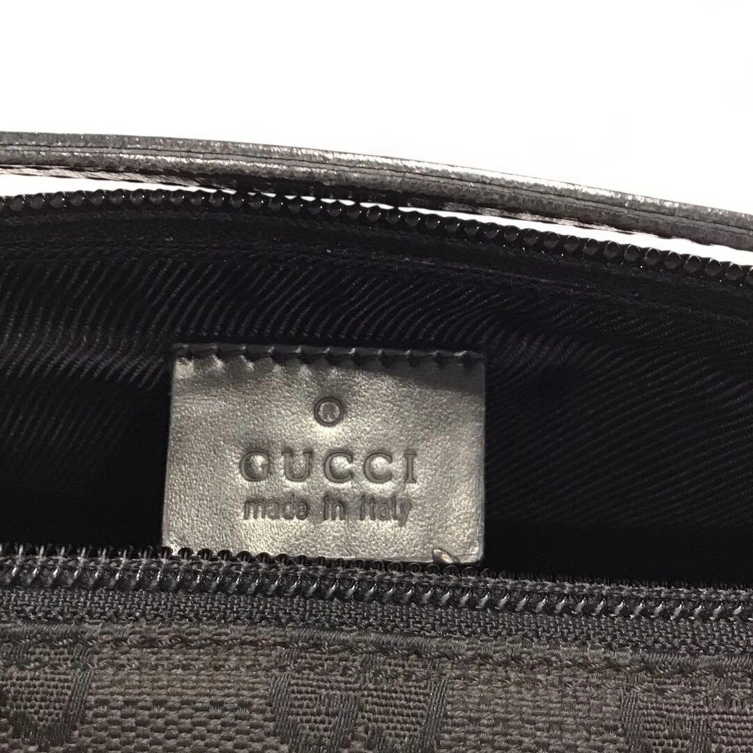 GUCCI Boat Bag Pochette GG Canvas Black Vintage Authentic From Japan