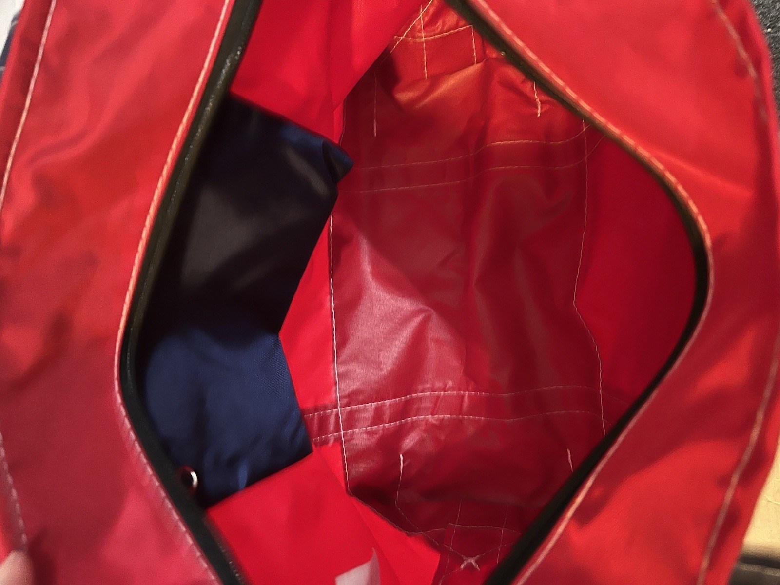 L.L.Bean Boat Tote Bag Nylon Red 11 Inch Tall X 17 Inch Wide