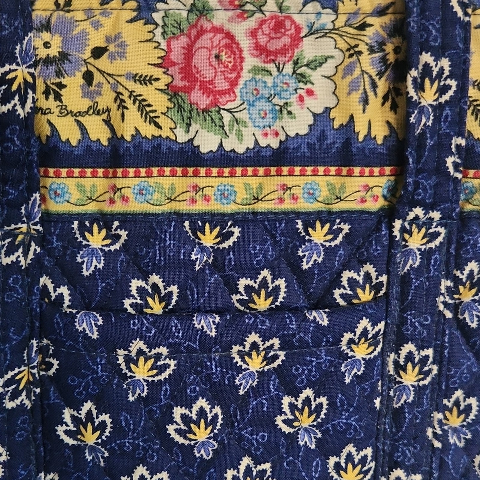 Rare Vintage 2002 Vera Bradley Maison Blue Villager Tote Bag Quilted Floral