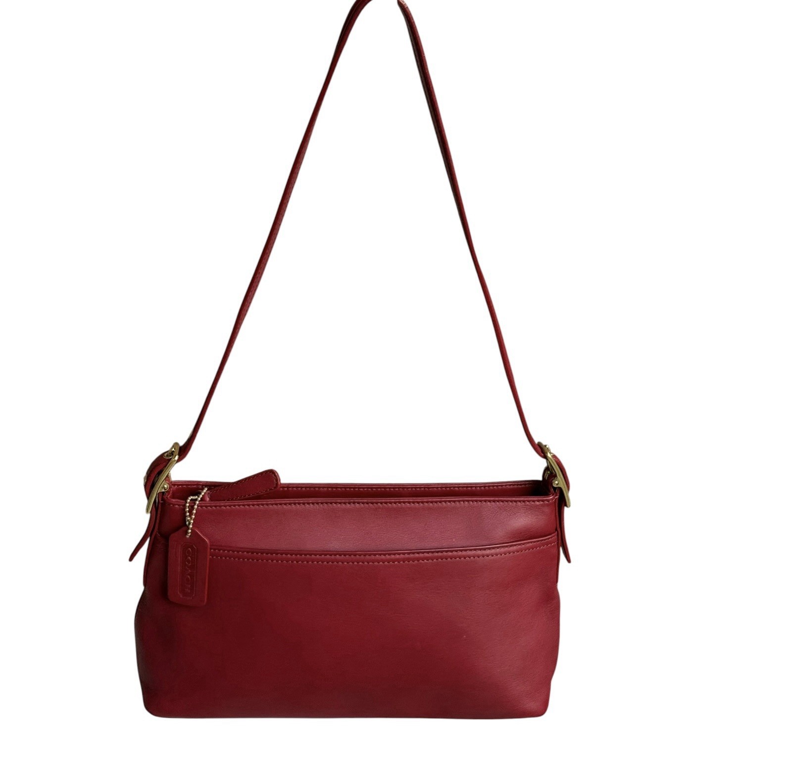 Vintage Coach Red Leather Legacy Slim Shoulder Bag 9861 Baguette Y2K
