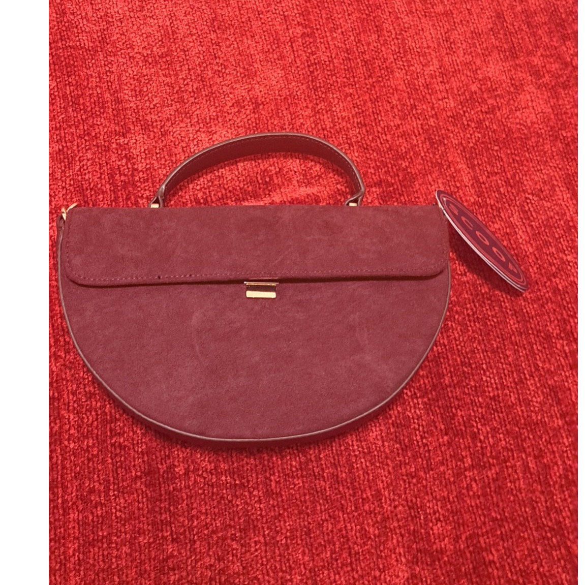 Scoop Burgundy Women’s Crescent Top Handle Bag Gold Hardware Brand Card