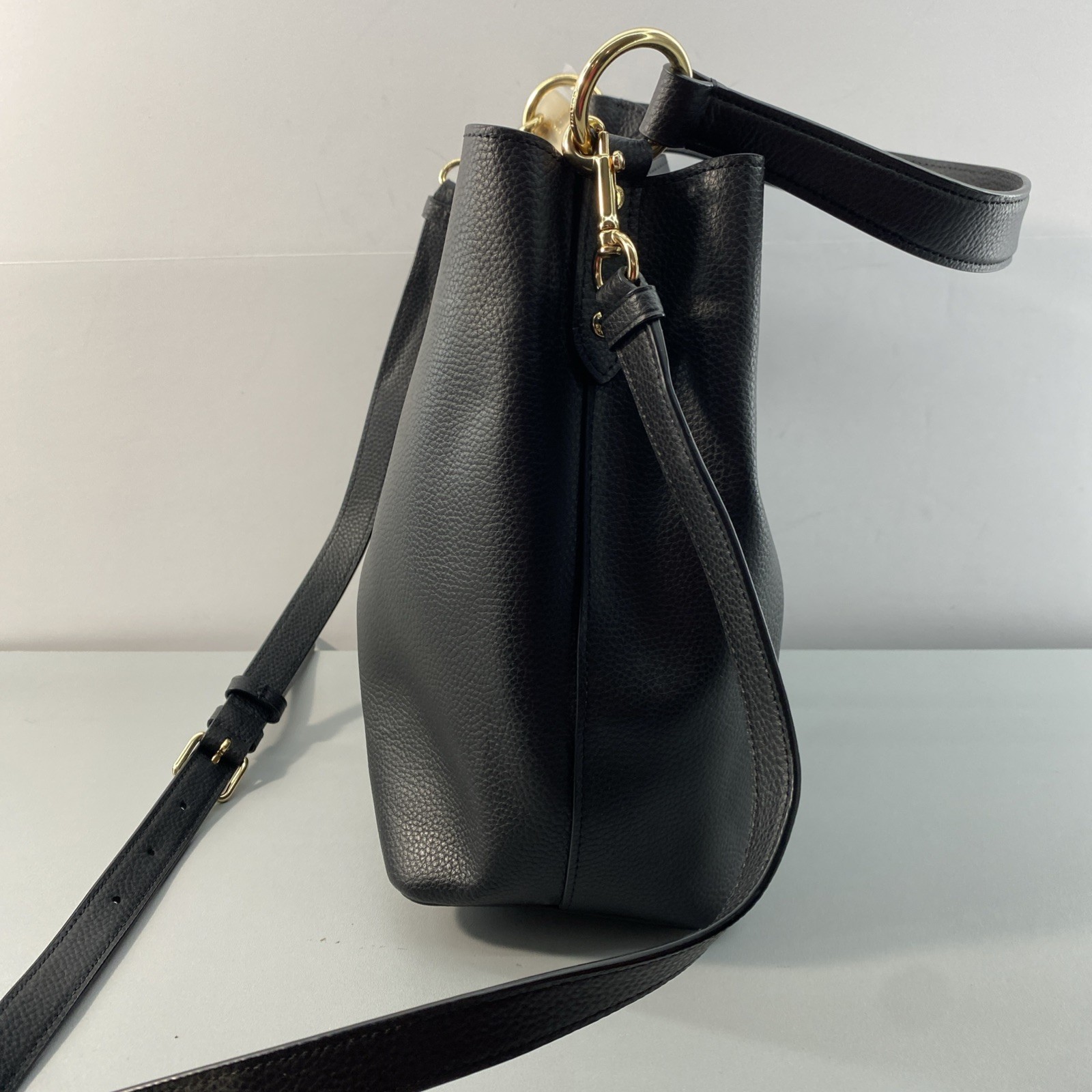 COACH TOWN BUCKET BAG 91122 Black Gold Accent Shoulder Handbag + Crossbody 10×10