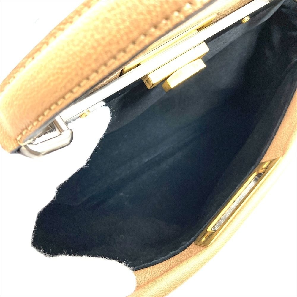 FENDI Peekaboo Medium Leather Handbag Gold Silver