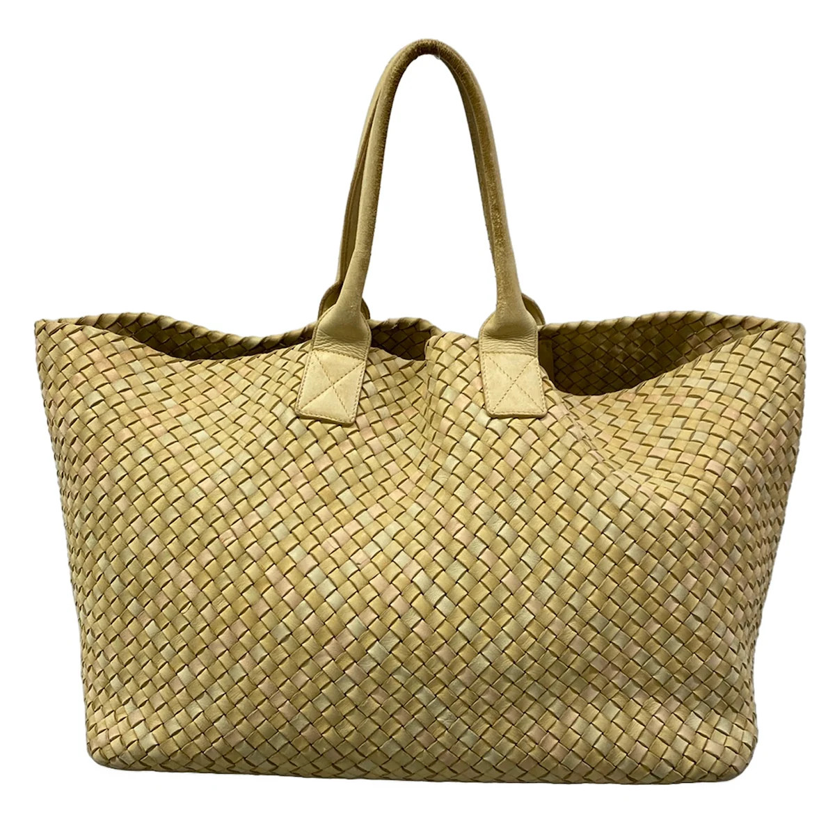 BOTTEGA VENETA Intrecciato Caba GM Cream Beige Leather Tote Bag