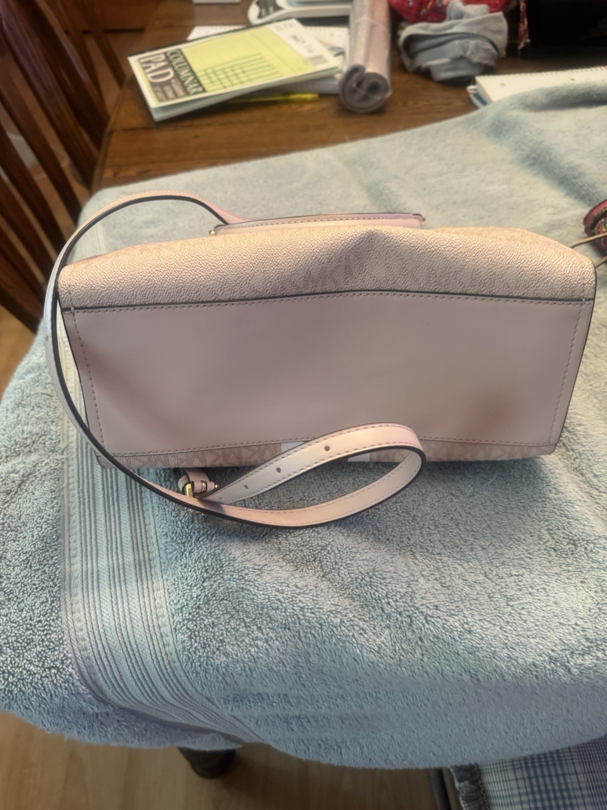 Michael Kors Logo Satchel Pink Top Handle Zip w/ Detachable Strap Gold Hardware