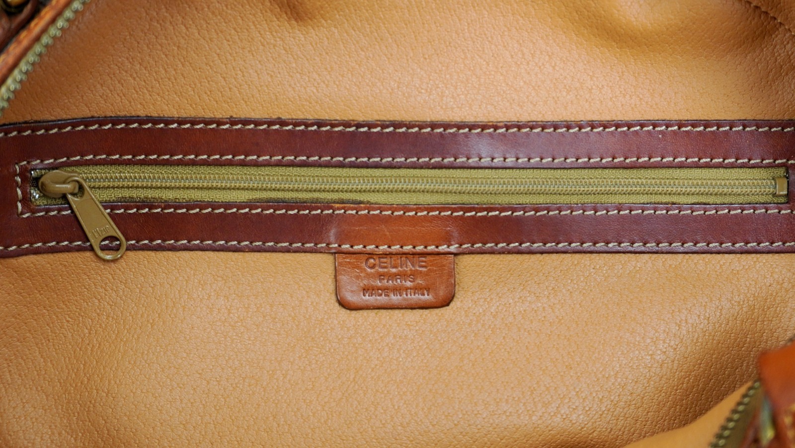 Vintage CELINE Classic Brown Triomphe Macadam Leather Dome Tote Bag Italy