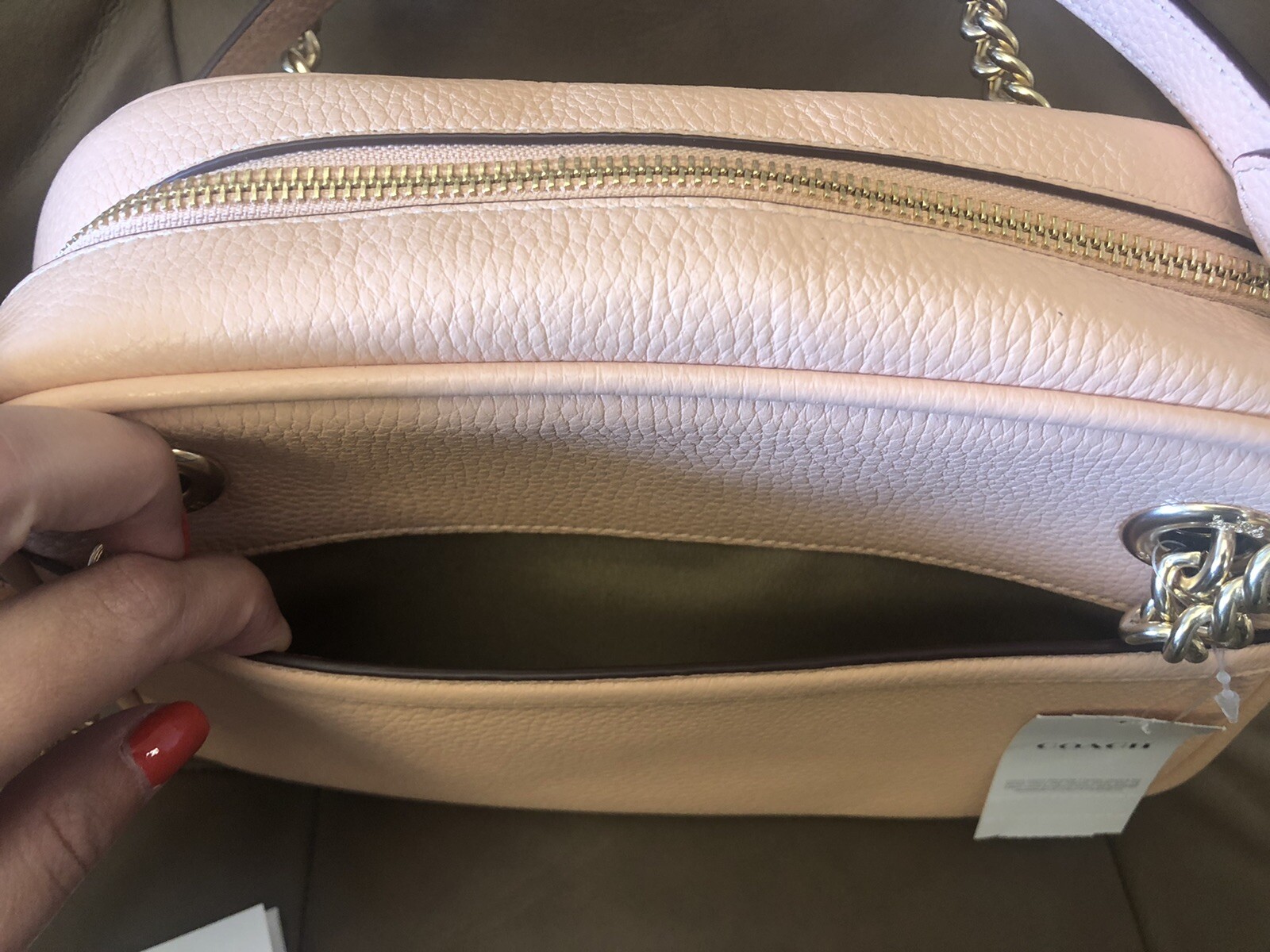 NWTCoach Cammie Chain Shoulder Bag Floral Whipstitch CA143 Gold/Faded Blush