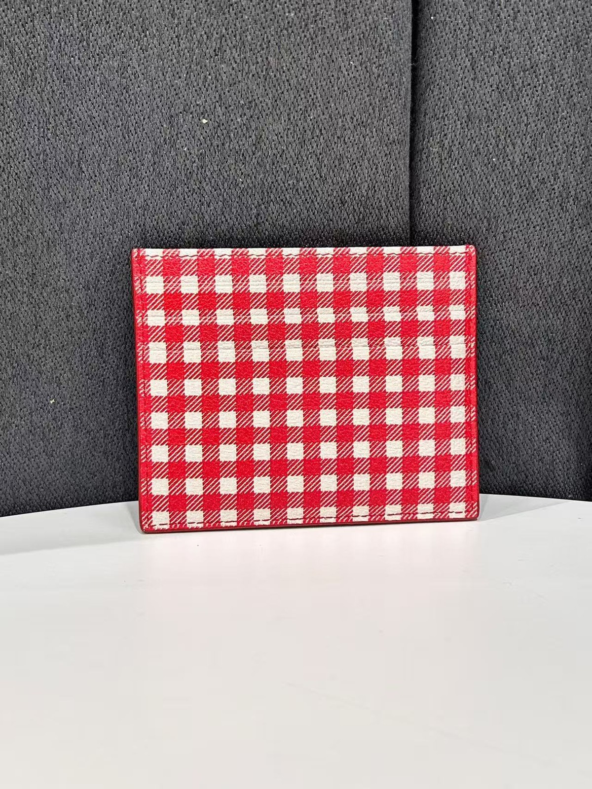 Authentic Miu Miu Red White Checkered Leather Card Holder Italy