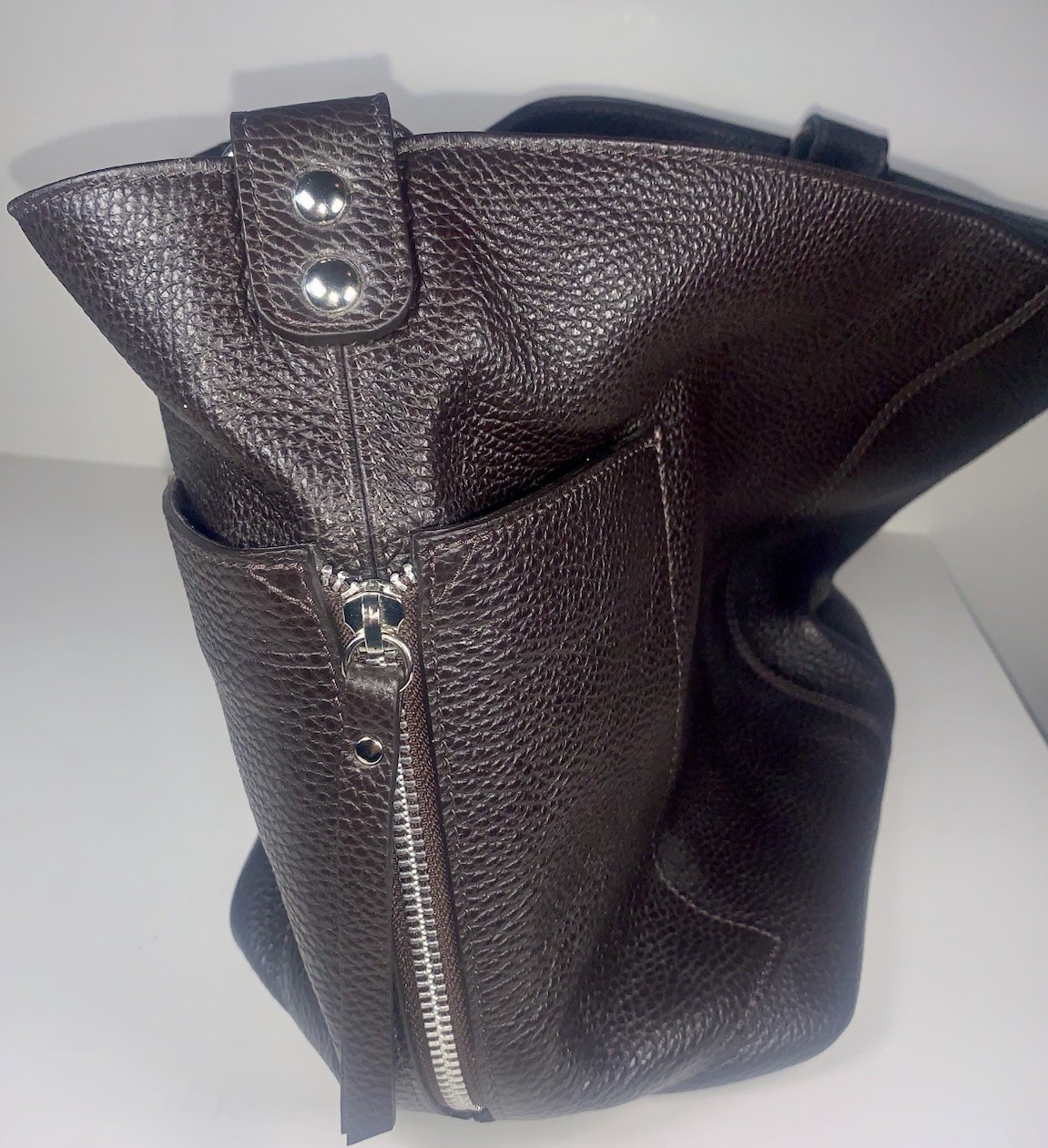PortoVino Dark Brown Leather Wine Purse Tote 1.5L Insert Included Made in Italy
