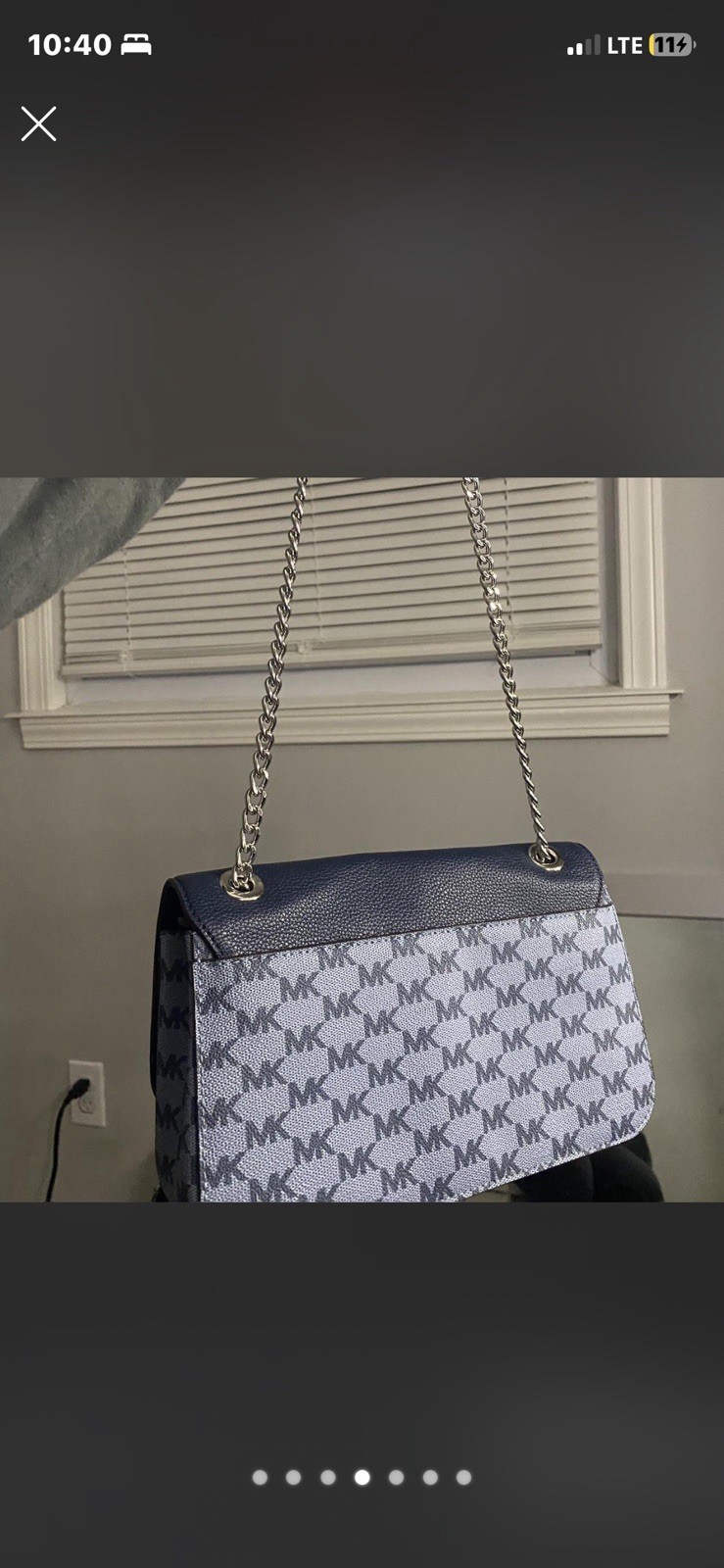 Michael Kors Pale Blue/Navy Flap Logo Bag W/ Jet Set Chain Shoulder Bag