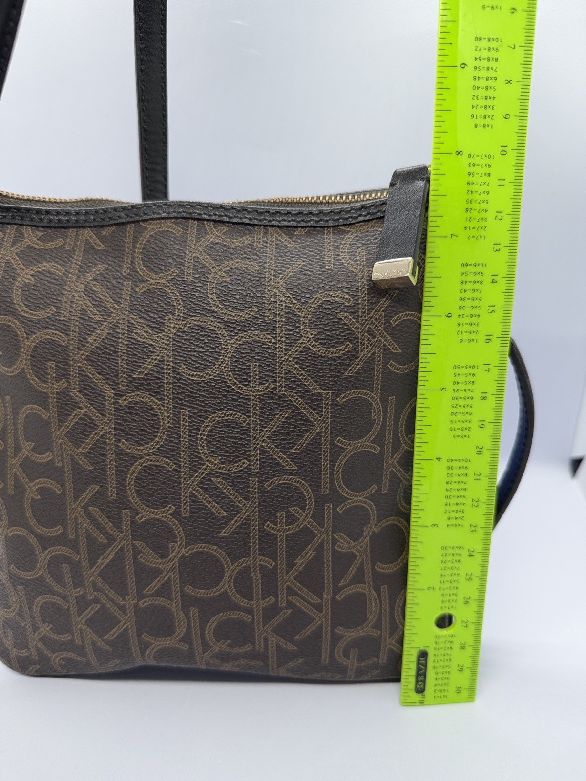 Calvin Klein Brown and Black Monogram Crossbody Bag