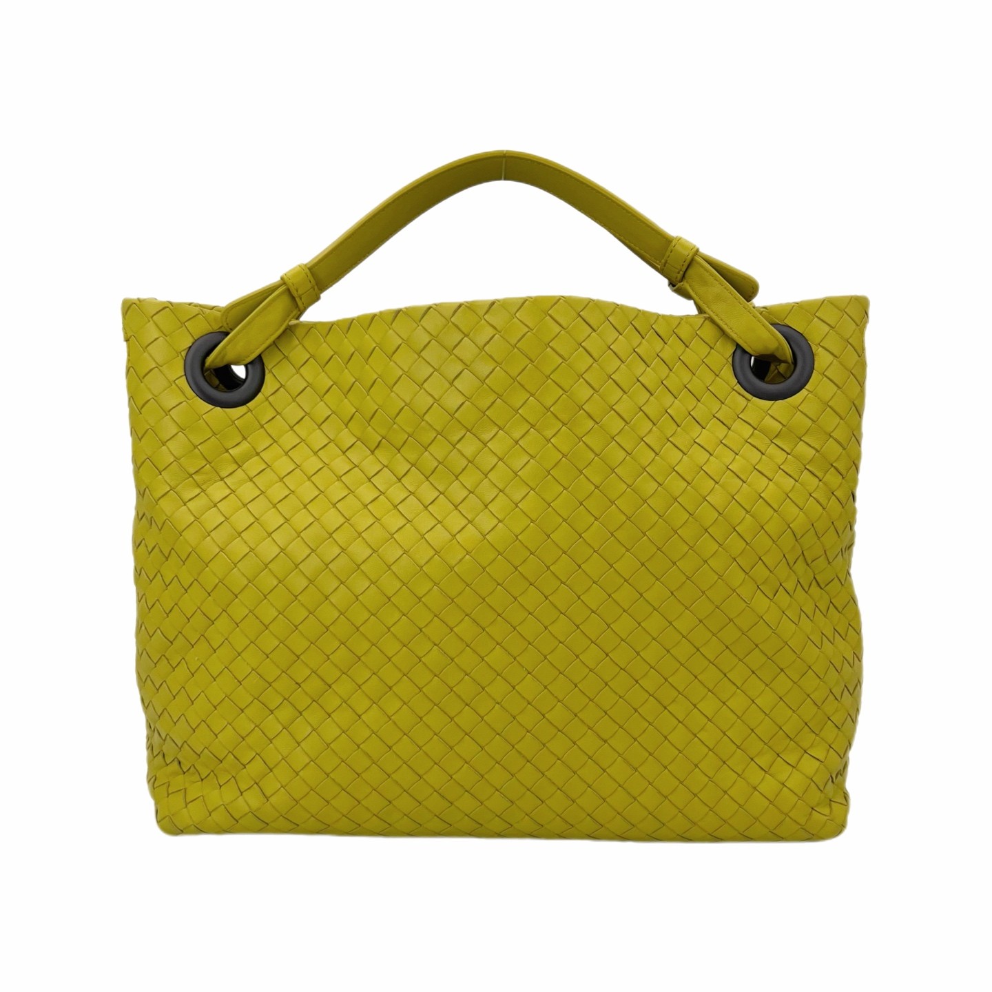 Bottega Veneta Double Bridge Large Chartreuse Intrecciato Leather Tote US Ship