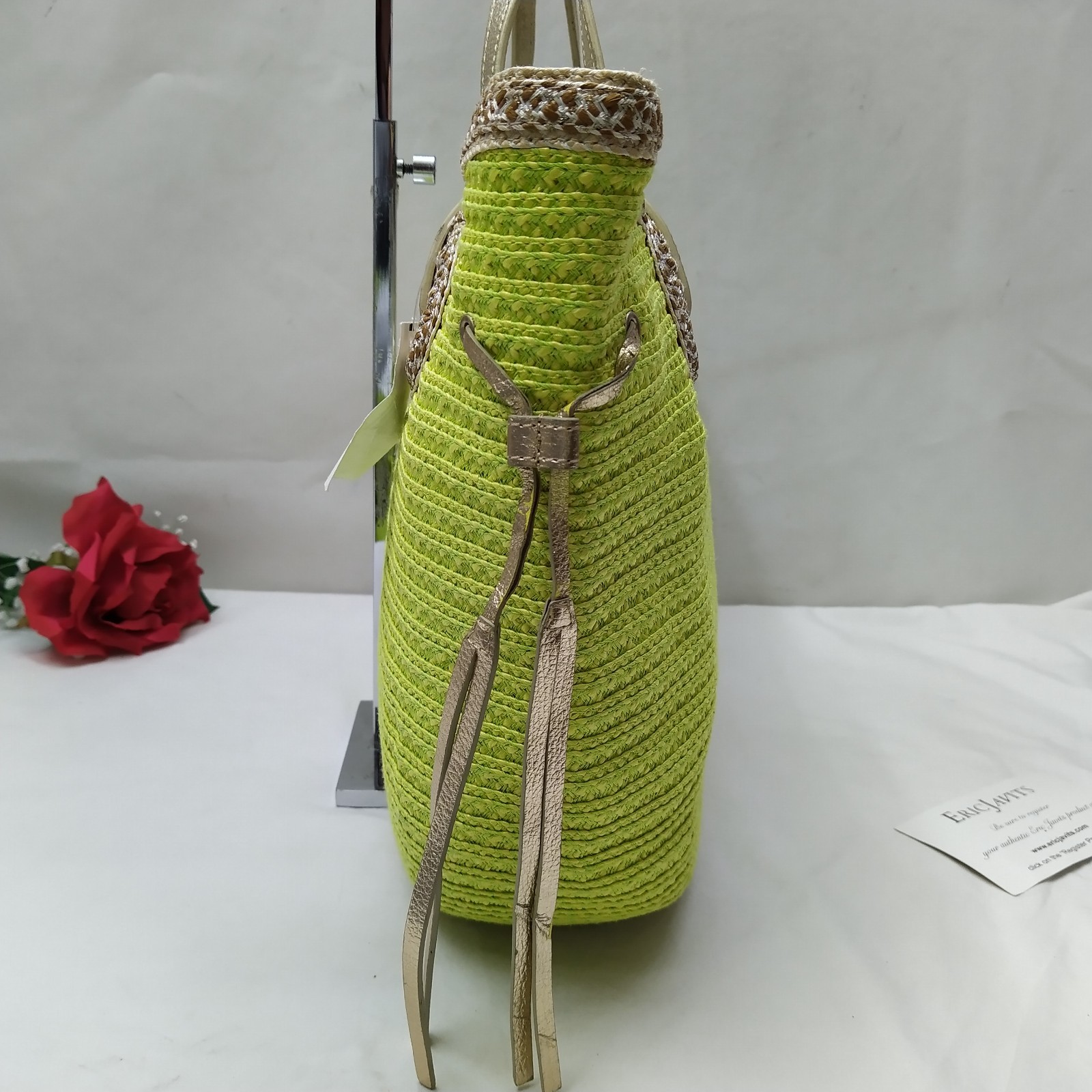 Eric Javits Luxury Watuti Chartreuse Green Straw Shoulder Bag – NWT $475