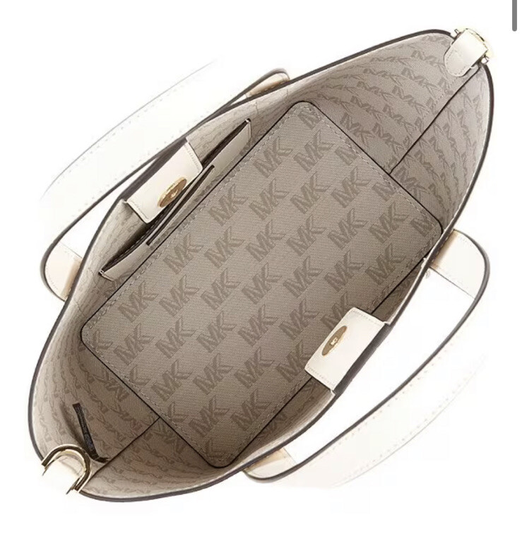 Michael Kors Hadleigh Small Leather Double Handle Tote Bag Color Light CreamNew