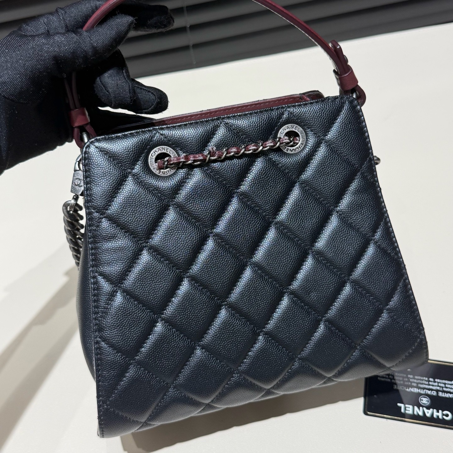 Authentic Chanel Grained Calfskin Bucket Bag Black Ruthenium-Tone eBay AG