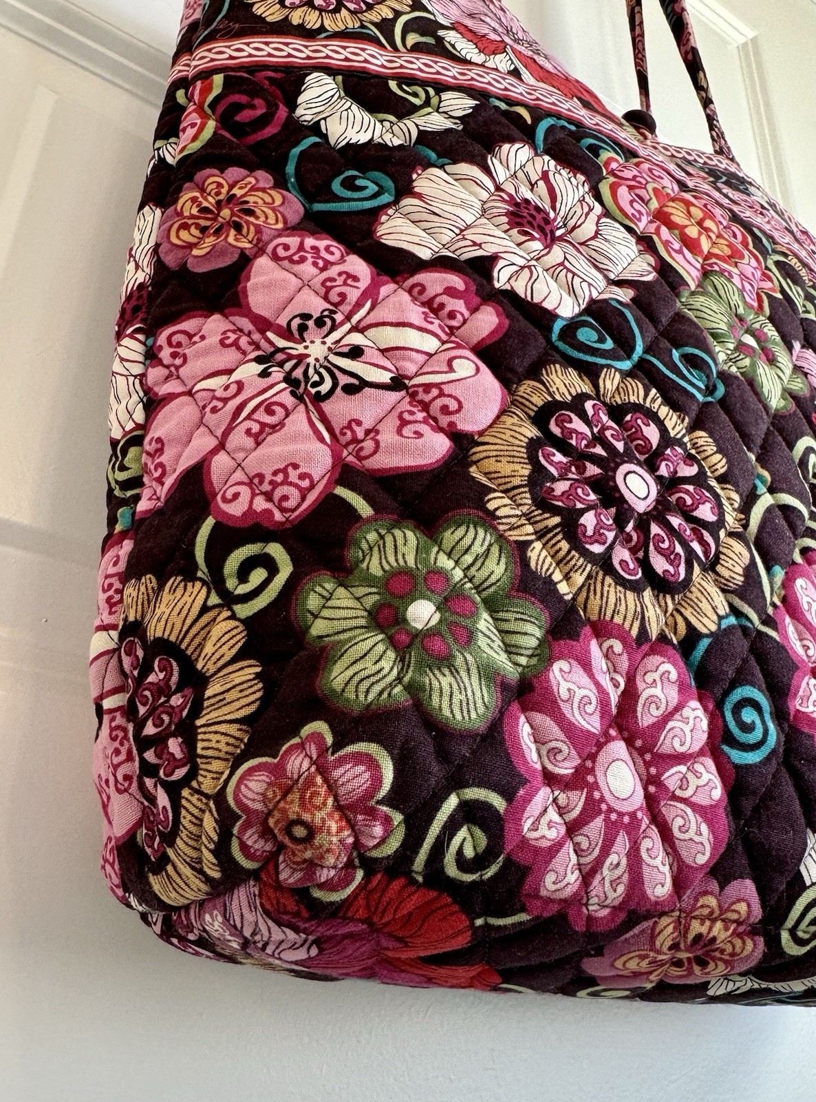 Vera Bradley Purse Super Tote Shoulder Bag Mod Floral Pink Quilted Cotton