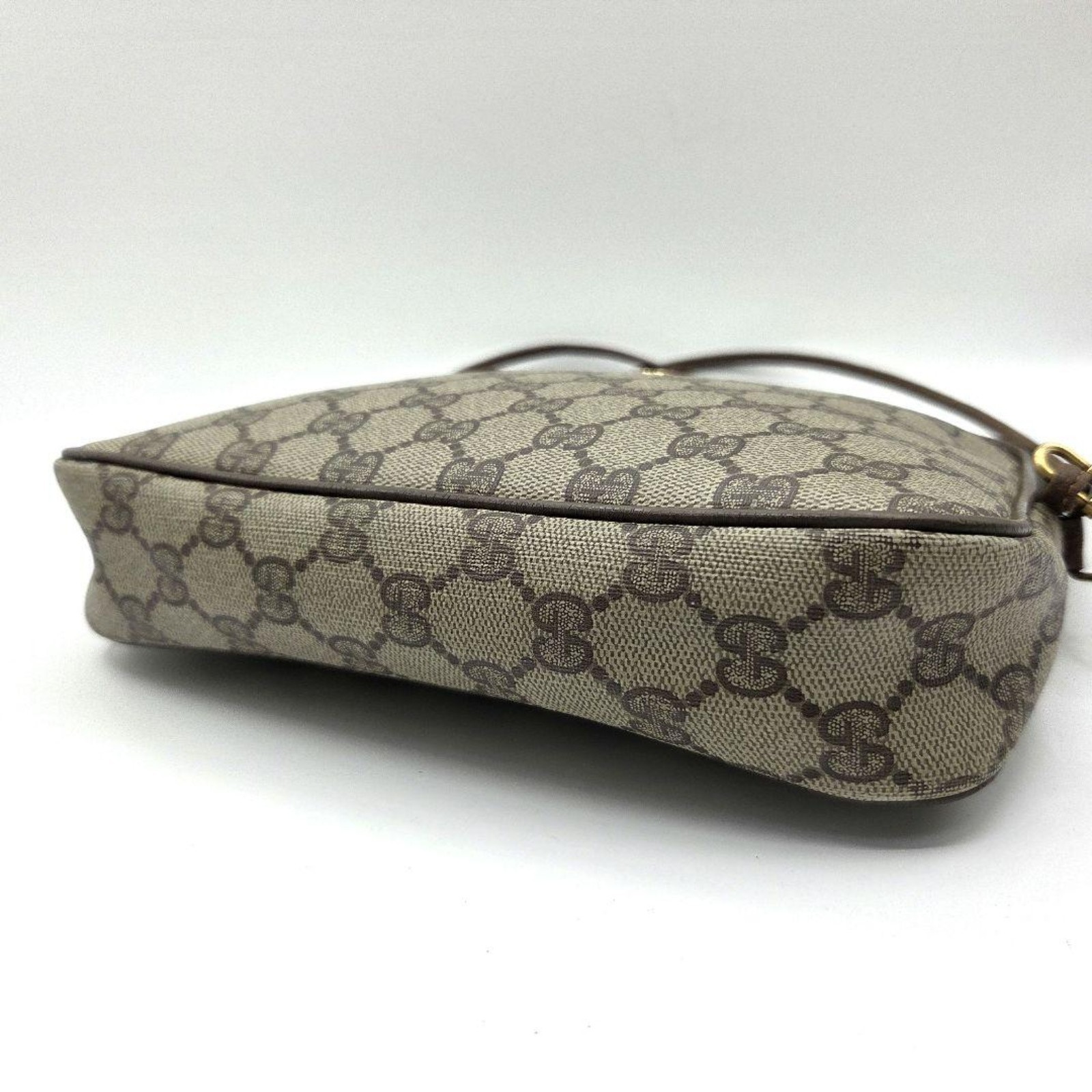 GUCCI Interlocking GG PVC Leather Shoulder Crossbody Bag Beige Vintage Italy