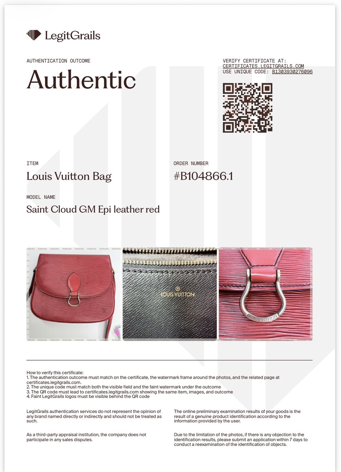 Authentic Louis Vuitton Saint Cloud GM Epi Shoulder Bag