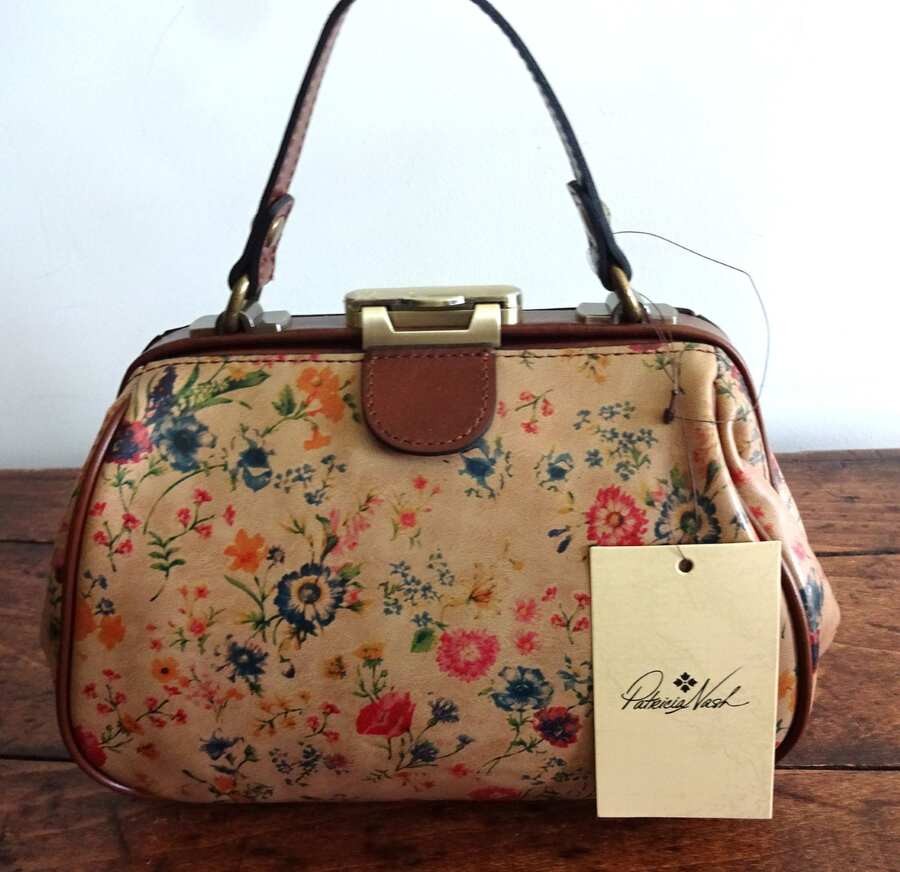 PATRICIA NASH PRAIRIE ROSE Floral GRACCHI Leather SATCHEL Crossbody FRAME BAG
