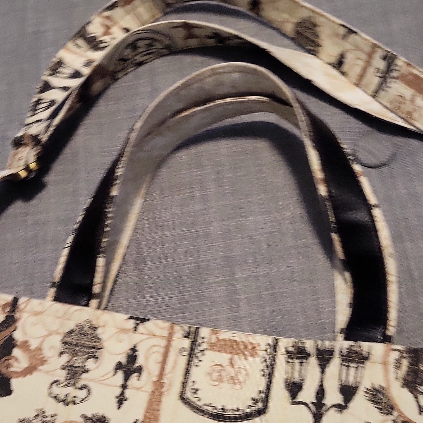 Paris Graphic Black/Ivory Crossbody Tote Zip Top Handle Detachable Strap