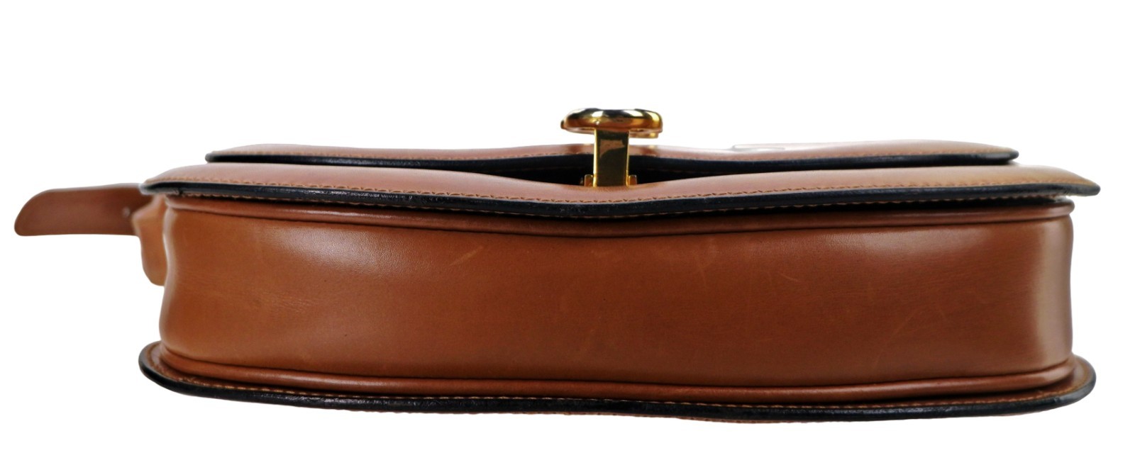 Vintage GUCCI Brown Leather Flap Top Gold Horsebit Crossbody Shoulder Bag Italy