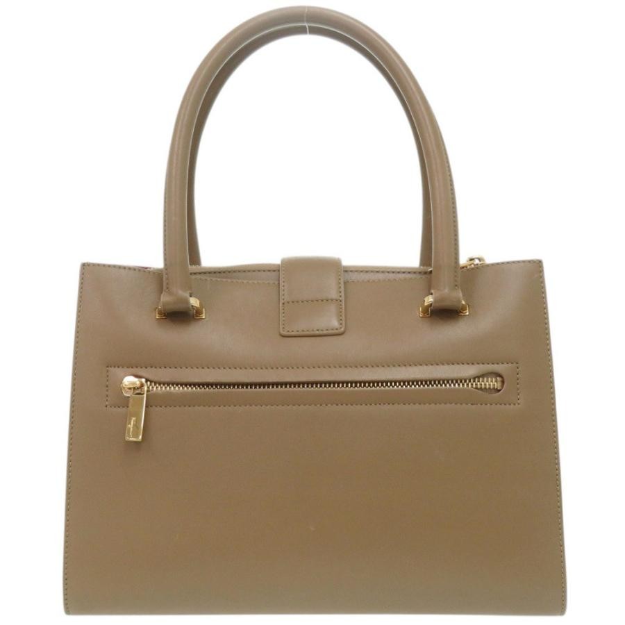 SALVATORE FERRAGAMO Bag: Gancini Brown/Red W26.5H19D12cm w/keys clochette;