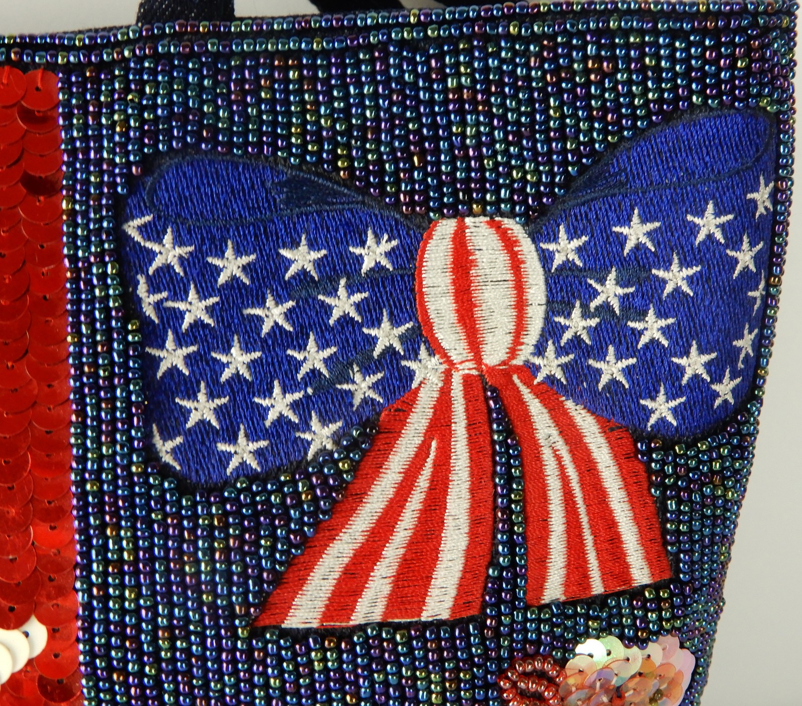 Patriotic American Flag 4th Of July Ladies Beads & Sequins Shoulder Bag Purse
