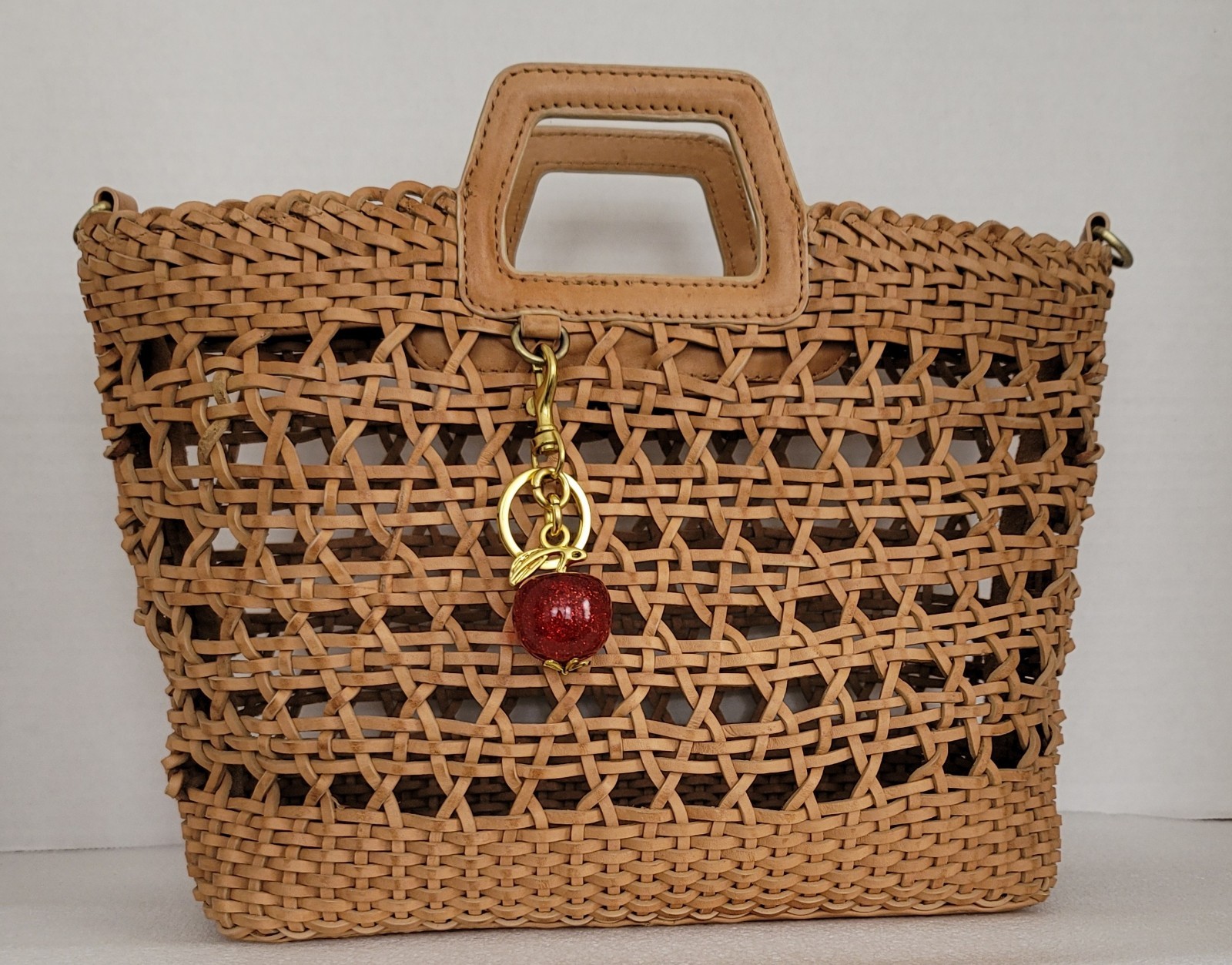 100% Genuine leather Artisan, Boho-chic, Geometric Open-Weave Tote / Crossbody