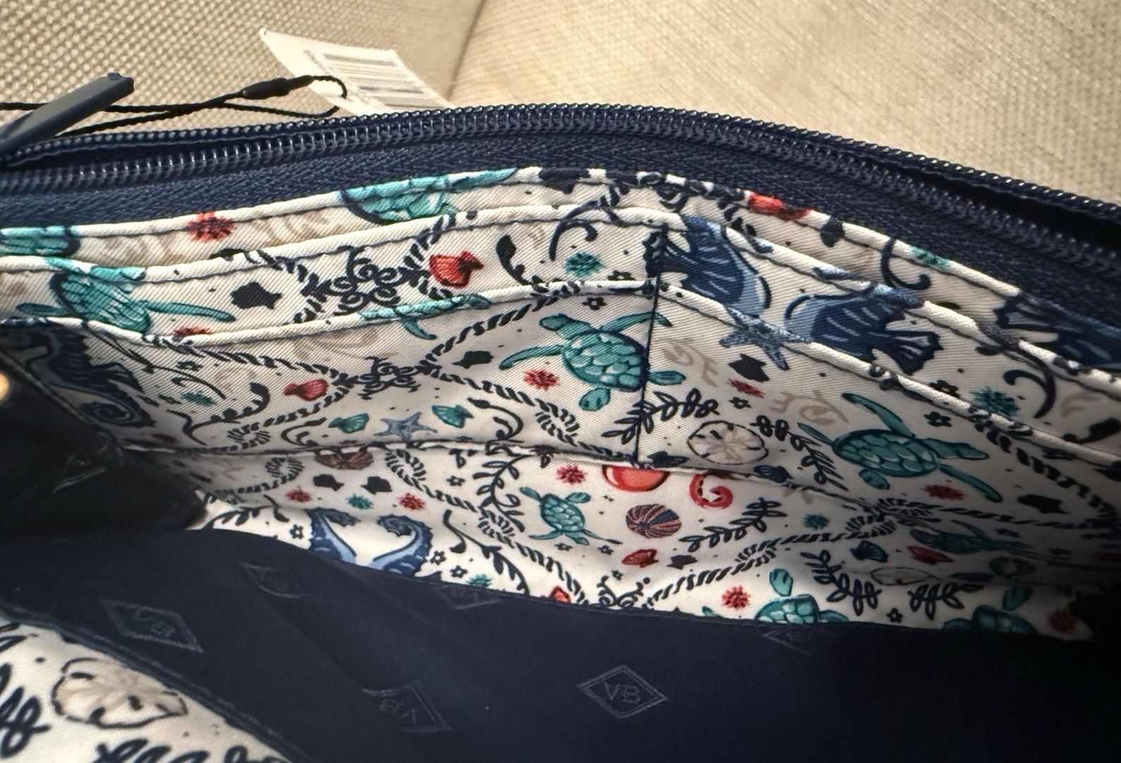 Vera Bradley Straw Wristlet Clutch Navy Blue Pink Star Fish Tropical Embroidered
