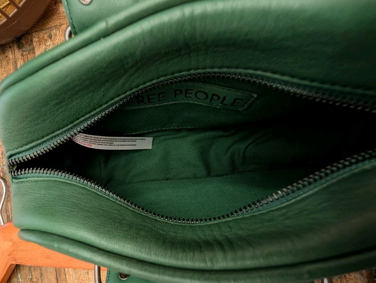 Free People Say Yes Small Leather Bag Green Buckle Detail NWT