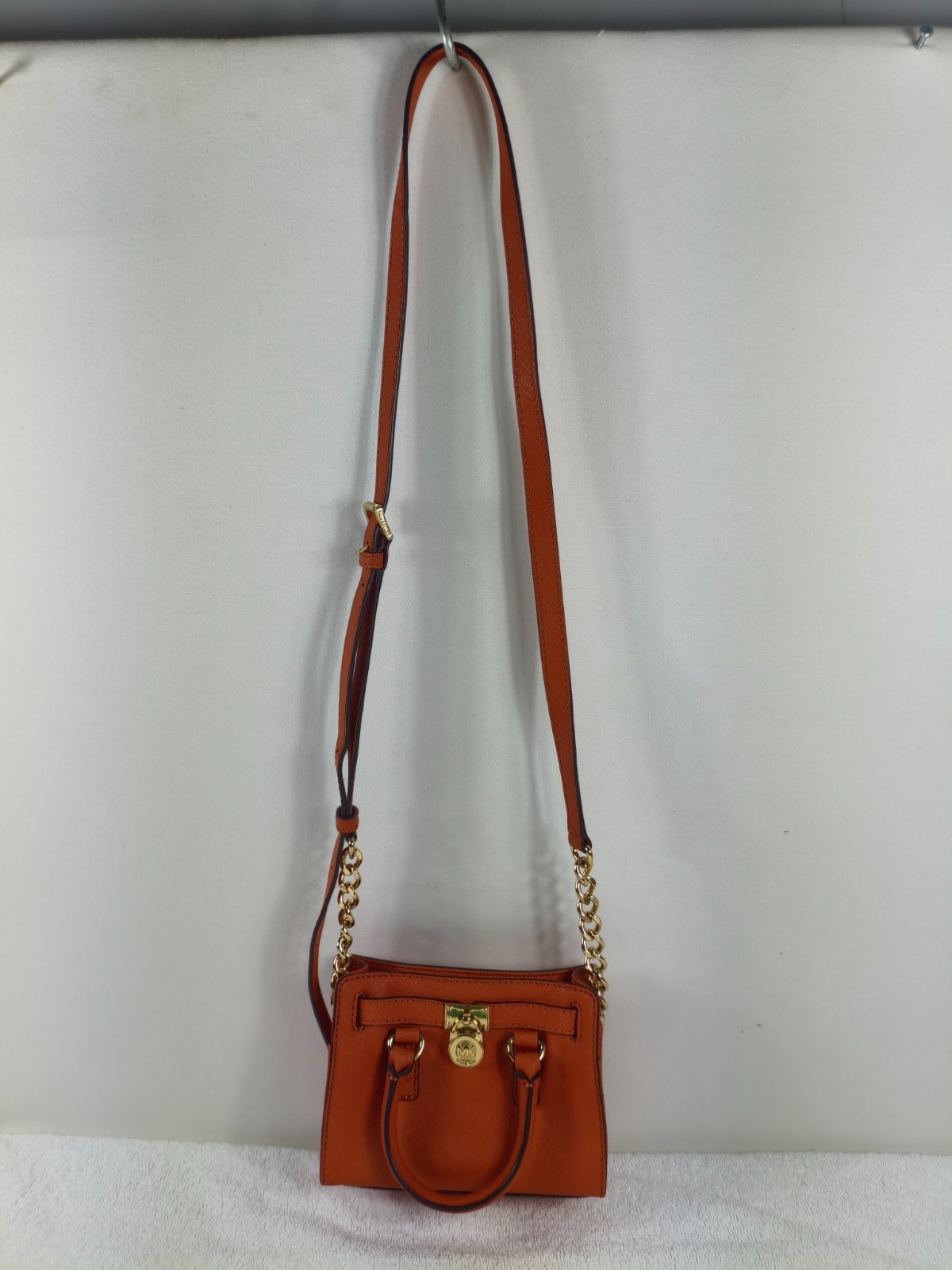 Michael Kors Small Satchel Coral Red Saffiano Leather Crossbody