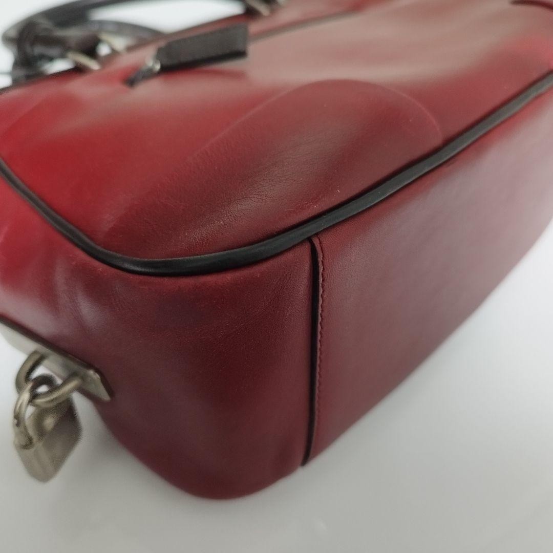PRADA Archive Vintage Mini Bowling Boston Bag Handbag Red Leather from Japan