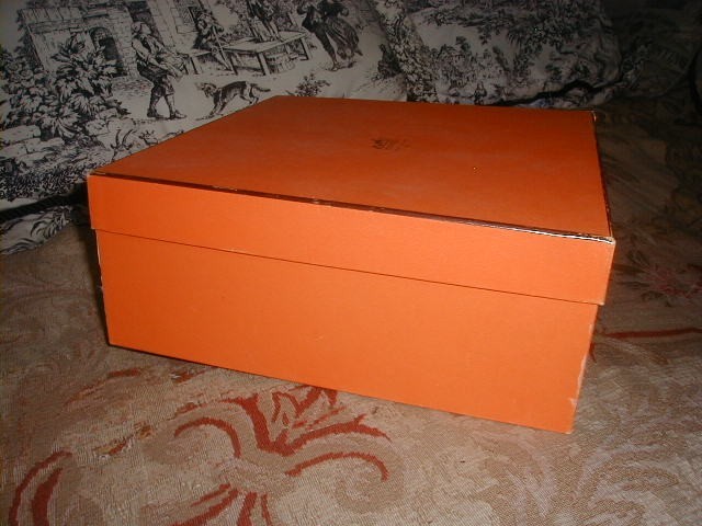 Hermes Paris Storage Box 38 36 15 cm Birkin Kelly Light Wear,Clean,Orange,empty