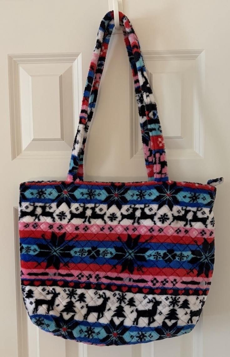 Vera Bradley Small Tote/Bag Nordic Stripe Cardboard Bottom Velvet Fleece EC