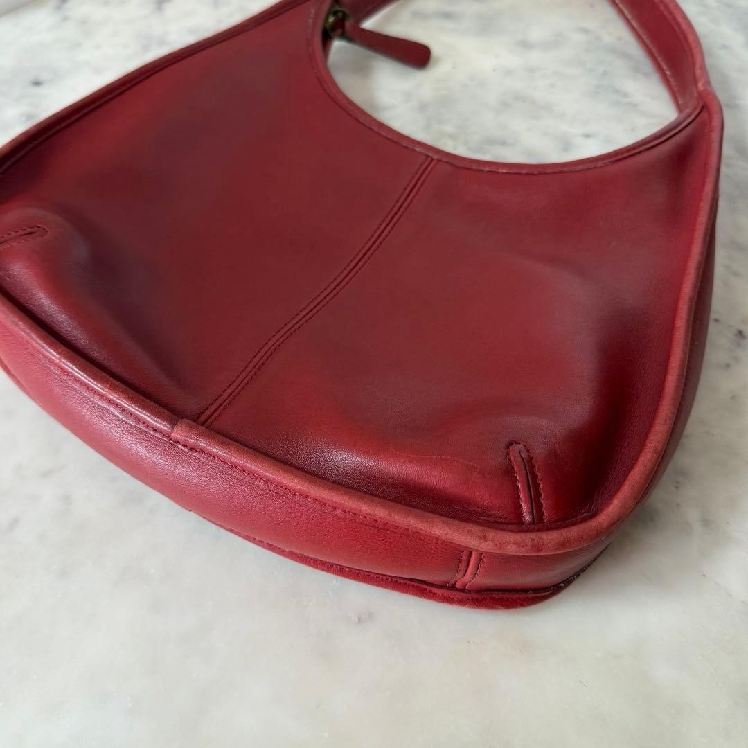 Coach 9025 Ergo Hobo Zip Shoulder Bag Red Vintage Old Coach Cowhide Women Used