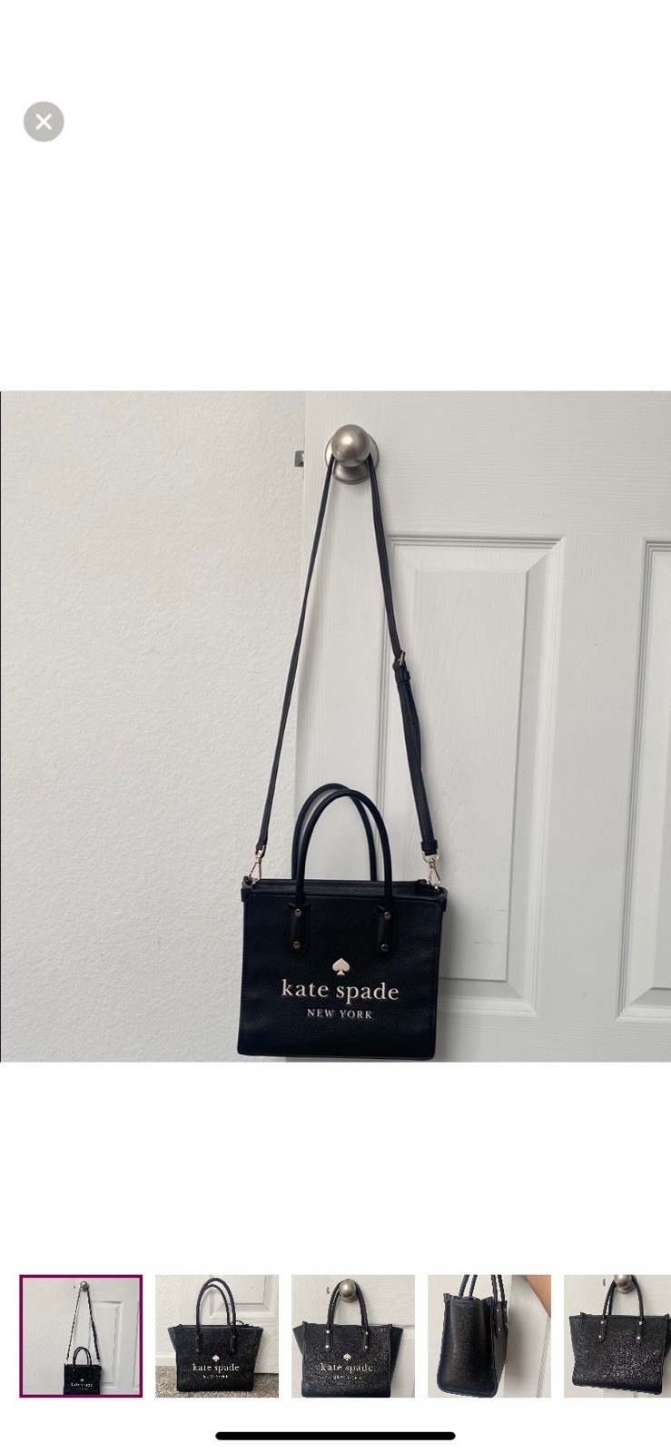Kate Spade Ella Tote Bag –Black Leather – Gold Hardware–Classic Designer Handbag