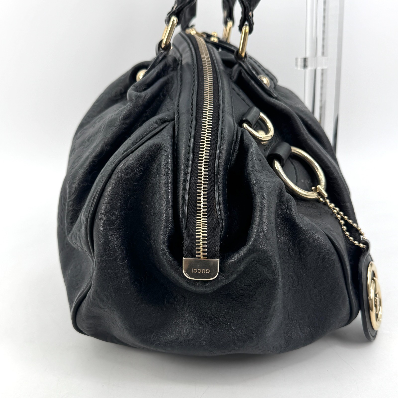 GUCCI Sukey Shoulder Bag Leather Black