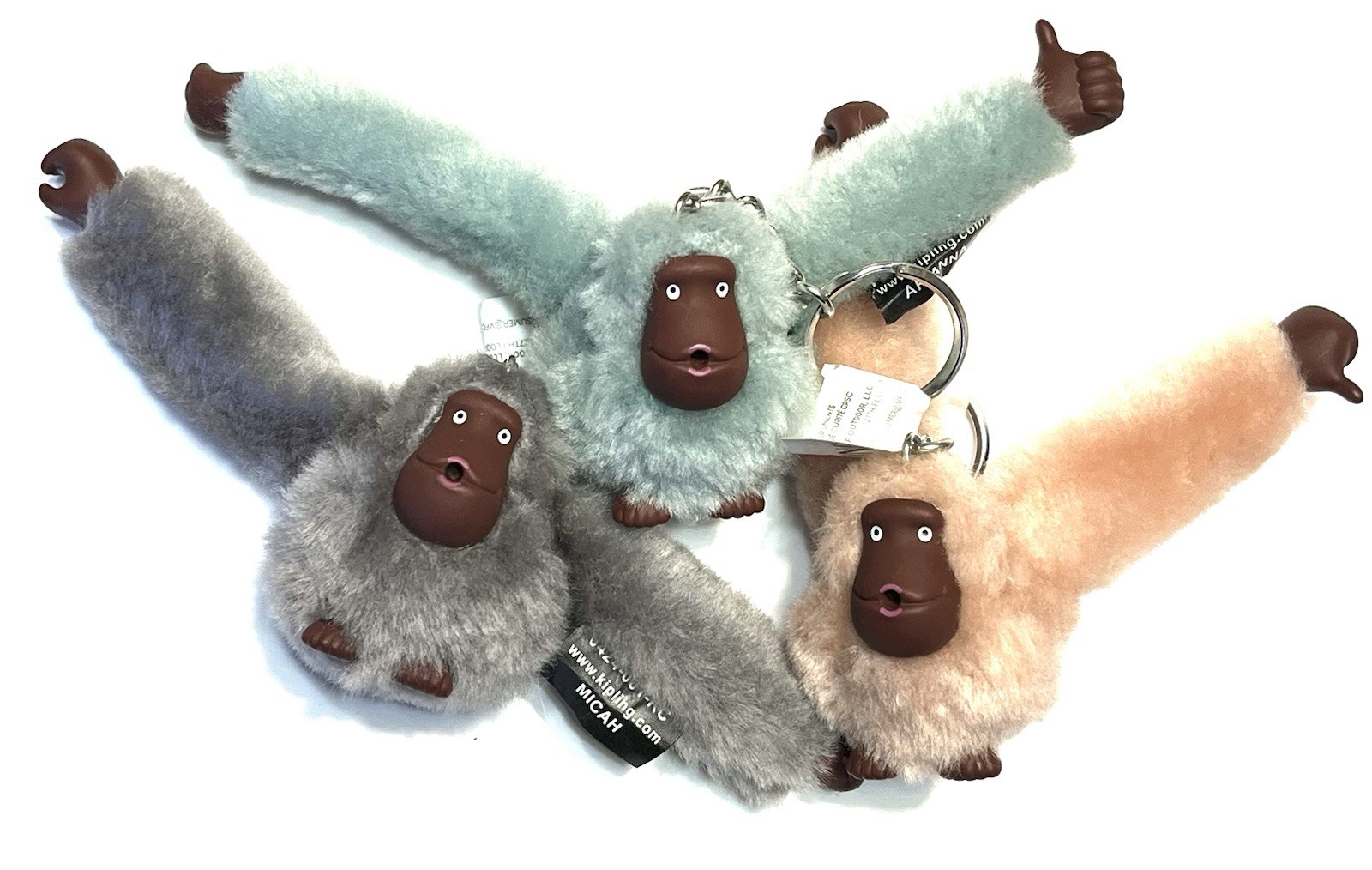3 (three) NWOT KIPLING Monkey 2” Key Chain Ring Bag Charm Fob (211)