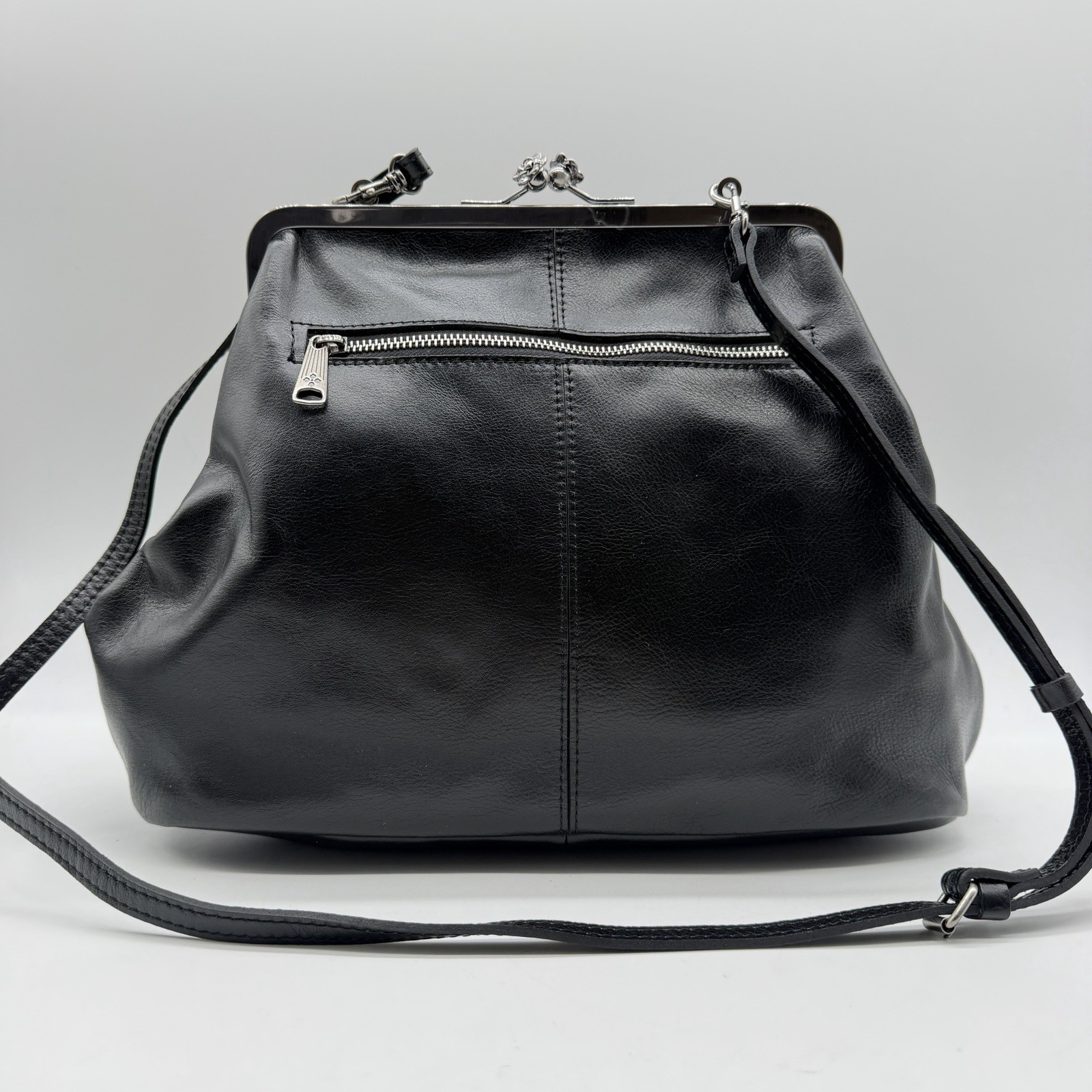 PATRICIA NASH Vivienne smooth leather large clutch crossbody + Dust bag Black