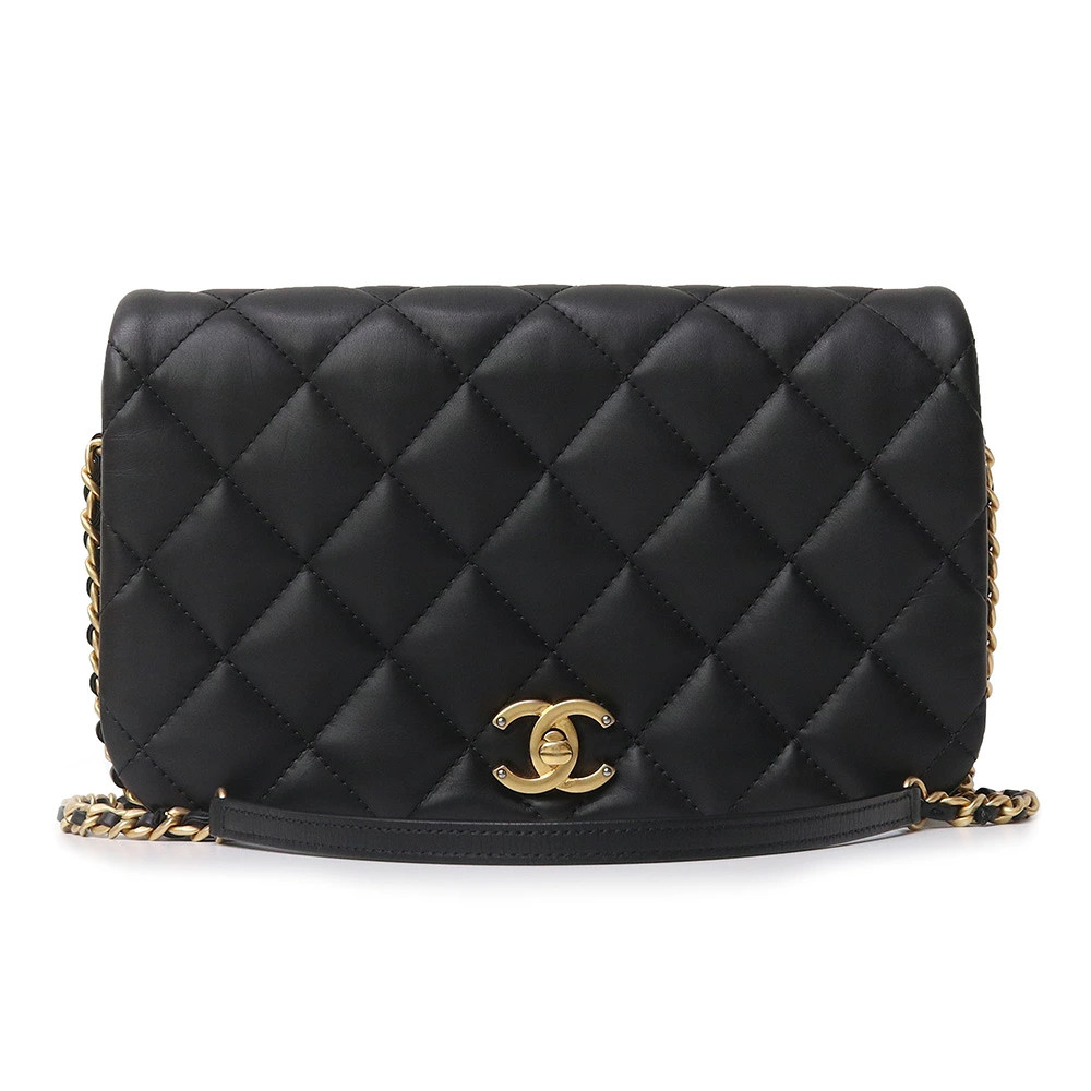 Chanel Matelassé Classic Season Full Flap Chain Black Shoulder Bag #BCB207