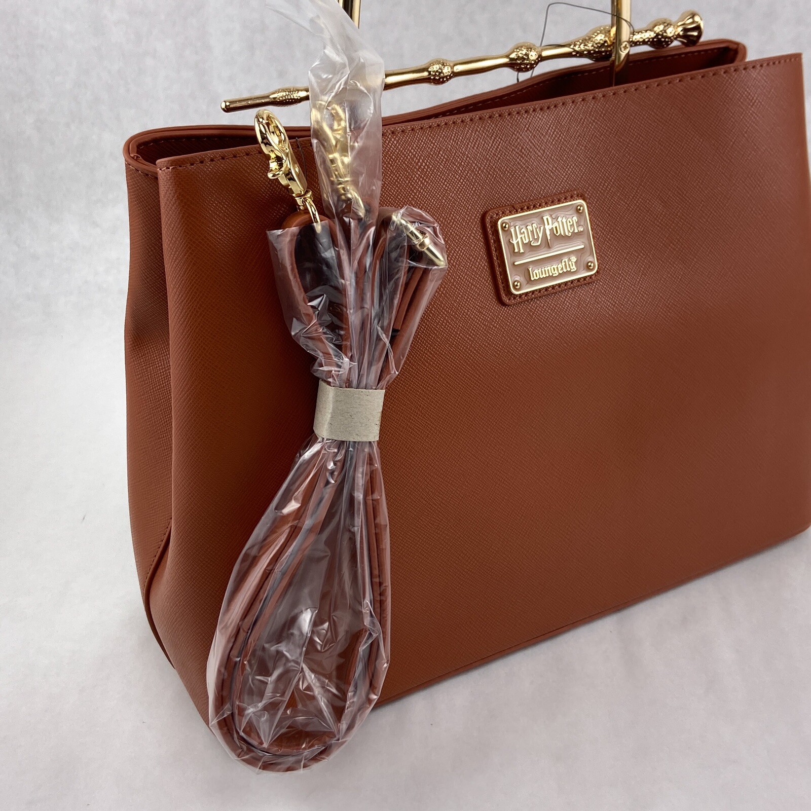 Loungefly Harry Potter Elder Wand Crossbody Purse Brown Handbag Deathly Hallows