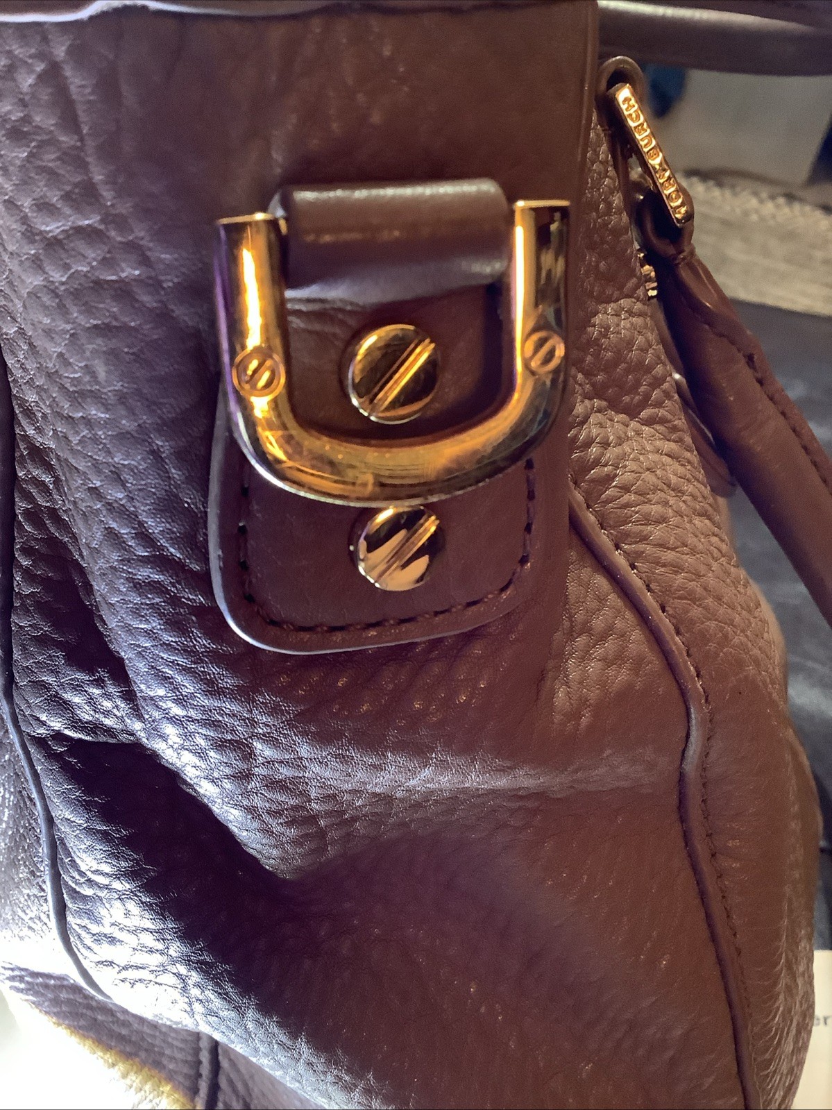 Authentic Tory Burch Brown Pebbled Leather Amanda Crossbody/Shoulder Bag
