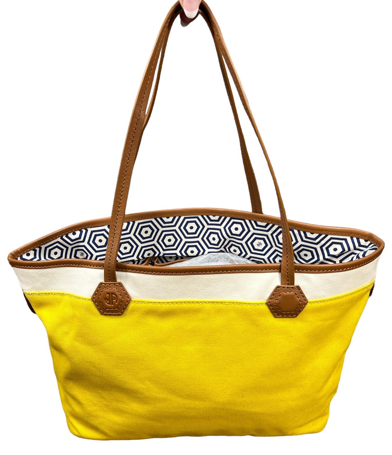 Jonathan Adler Yellow Princess Canvas Leather Tote Bag MSRP $198.00