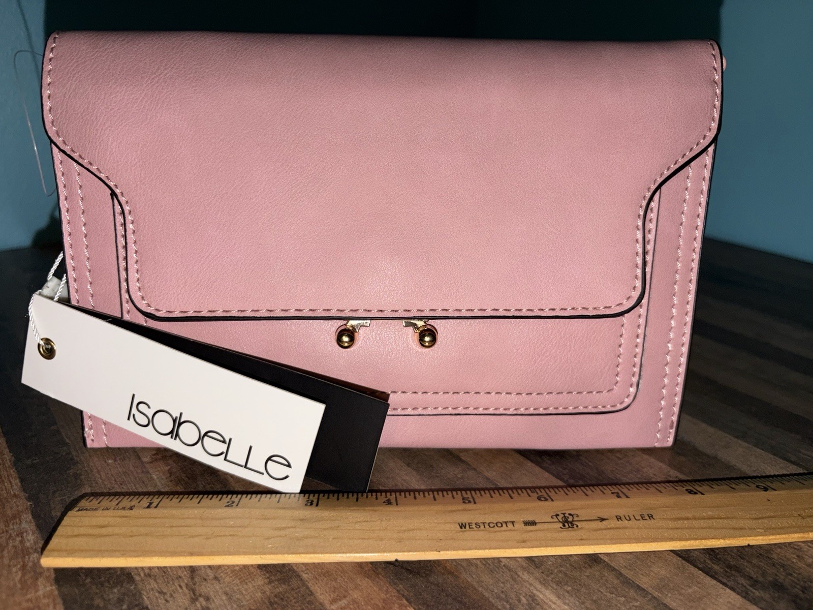 Isabelle Pink Small Crossbody/Wristlet Bag Animal Print Lining Zip/Magnetic- NWT