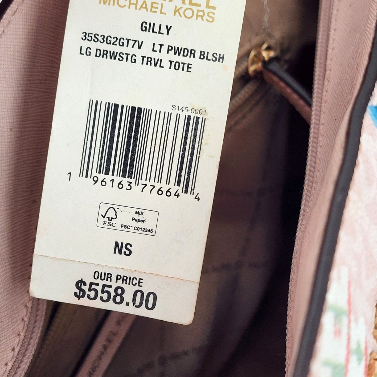 Michael Kors Gilly Beach Pink Logo Large Drawstring Travel Tote Bag