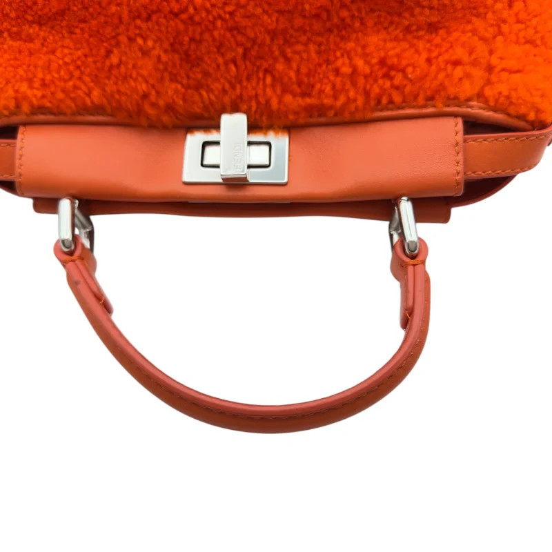 FENDI Peekaboo Mini Orange Leather Shoulder Bag 8BN244 #OKB3647