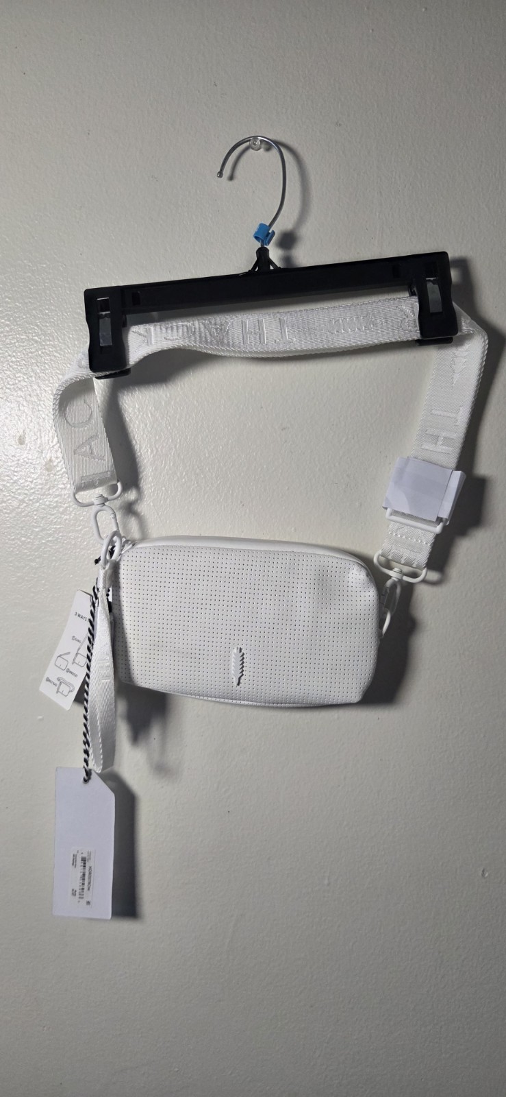 Nordstrom Small White Crossbody Bag, Zip Closure, Adjustable Detachable Strap